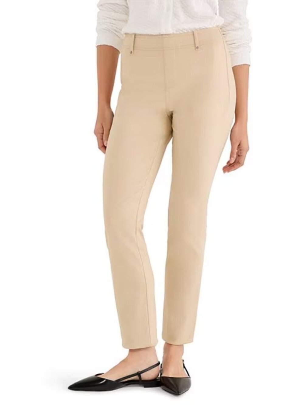 Nic + Zoe Copley Wonderstretch Straight Slim Pants Latte Womens Size 4 NWT